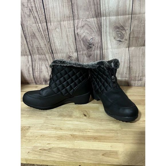 Weatherproof Womens Boots, Style Grace, Sz 8.5, Black w/Fur Trim - Picture 3 of 11